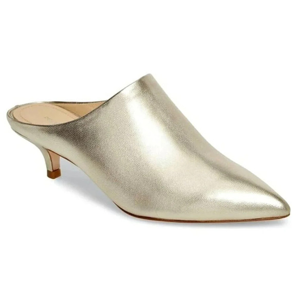 Pour La Victoire Women's Korrine Leather Heel Mules Champagne Size 9.5 MSRP $245 - Picture 1 of 12